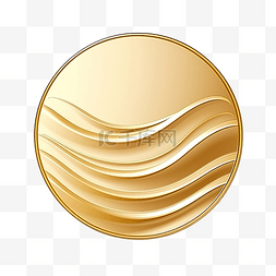 金色波浪圆形徽章