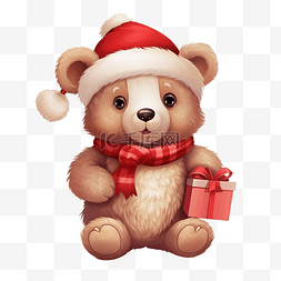 打招呼的熊图片_圣诞动物卡通可爱熊人物打招呼