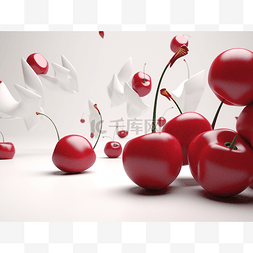 3d樱桃3d场景3d高清壁纸与白色和红