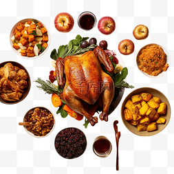 感恩节食物图片_高角度分类与美味的感恩节食物