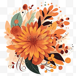 花朵橙色图片_秋天的花 向量