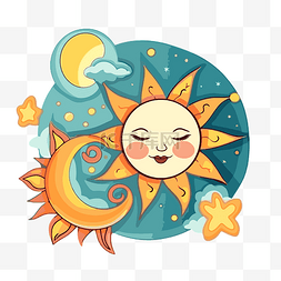 太阳和月亮图片_太阳月亮星星剪贴画卡通太阳和月