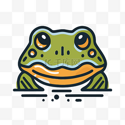 池塘里的绿色和橙色青蛙插图 向
