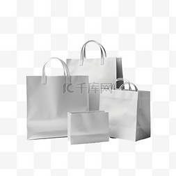 一套白色购物袋和各种包装模型