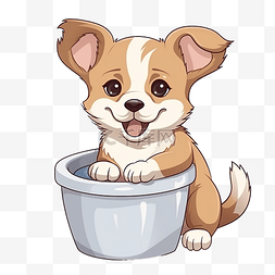 厕所里的小狗动物卡通人物