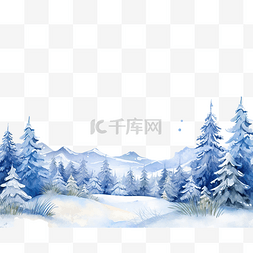 蓝天和落雪的圣诞冬季景观