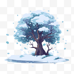 树卡通贴画图片_雪覆盖的树剪贴画雪树与雪岛矢量