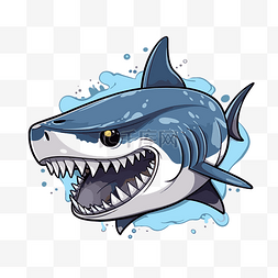 大白鲨牙齿图片_巨齿鲨剪贴画卡通鲨鱼人物插图与