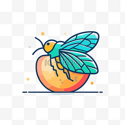 昆虫坐在橙子上 向量