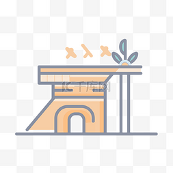 尼罗河桥梁标志平面插图和图标中