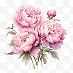 粉色牡丹花瓣图片_牡丹水彩花卉插画