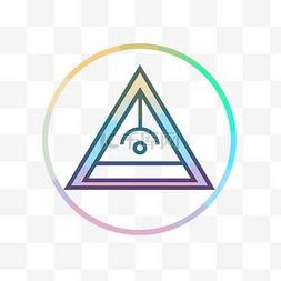 像素眼睛素材图片_显示彩虹三角形和中心有一只眼睛