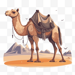 一个在沙漠图片_骆驼剪贴画骆驼在沙漠里，背上背