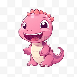 可爱的恐龙粉红色站立和微笑漫画