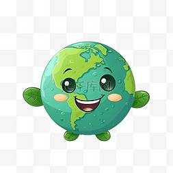 可爱的绿色星球卡通人物