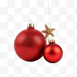 红色圣诞球与其他装饰的特写
