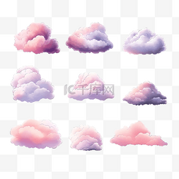香烟图片_现实的云集合白色和粉红色的云为