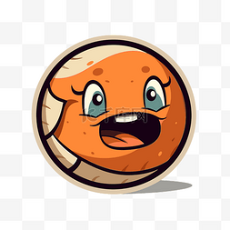 半脸图片_有趣的橙色球与橙色的脸剪贴画 