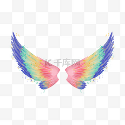天使翅膀图片_翅膀抽象水彩彩色