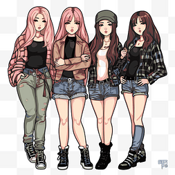 blackpink 剪贴画 三个女孩穿着 kpop 