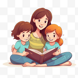 家庭比赛图片_妈妈给孩子读书
