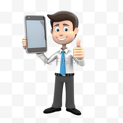 手移动电话图片_穿着蓝色衬衫的商人显示电话屏幕