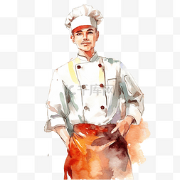 水彩插图职业厨师