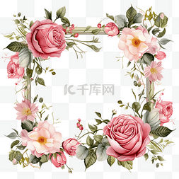 花和玫瑰的装饰框