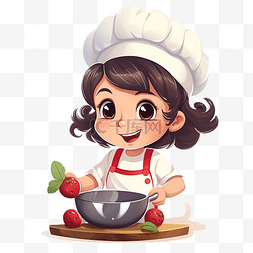 卡通人物可爱动物图片_快乐可爱的女孩厨师为圣诞嘉年华