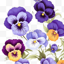 三色紫罗兰无缝花纹