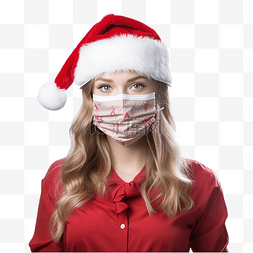 戴药面罩的集中女性正在为圣诞节