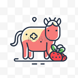 草莓牛的图标 向量