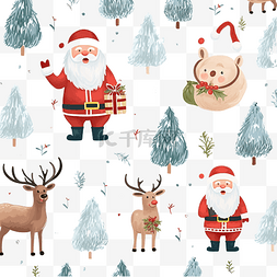 三种口味模式图片_可爱的圣诞老人和驯鹿在圣诞冬季
