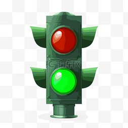 交通灯图片_白色背景插图卡通上绿灯和红灯的