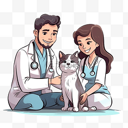 兽医和助理检查狗和猫人工智能生