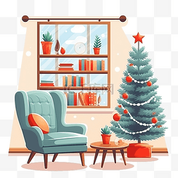 寒假生活寒假生活图片_彩色卡通平面风格的圣诞室内装饰