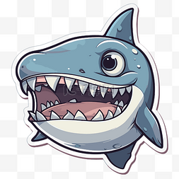 朝堂卡通图片_卡通鲨鱼贴纸，头朝下，有牙齿剪