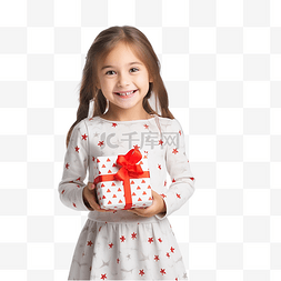 动漫女性角色图片_快乐可爱的小女孩对带圣诞树的圣