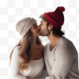 接吻的情侣图片_圣诞节寒假在家亲吻和相爱的情侣