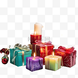 一组色彩缤纷的圣诞礼品盒，里面