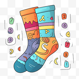 卡通袜子彩色图片_按数字涂色 适合带袜子的儿童着