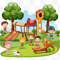户外玩耍剪贴画孩子们在公园玩耍
