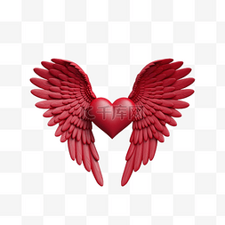 红心翅膀与框架隔离健康爱情或世