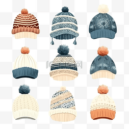 女士帽子冬季图片_hygge主题冬季防护帽元素收藏套装