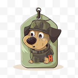 军用狗牌剪贴画可爱的狗穿着军装