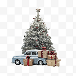 车里的圣诞树，还有礼品盒