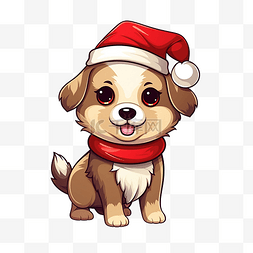 圣诞雪橇犬图片_矢量卡通人物快乐狗圣诞服装设计
