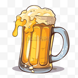 啤酒剪贴画卡通插图的啤酒杯与泡