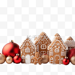 家庭场景设计图片_姜饼屋圣诞球和圣诞礼物照片与复