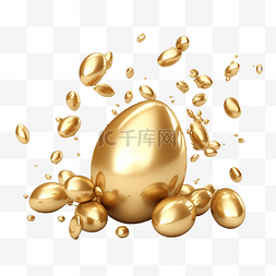 蛋装饰品图片_金蛋掉落复活节 3d 渲染图